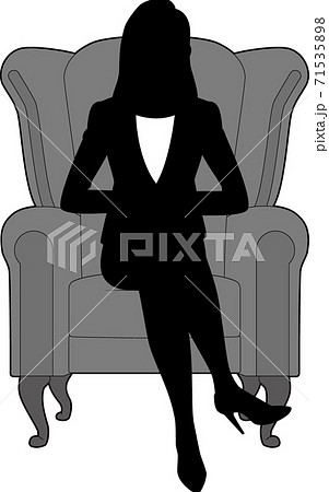 椅子に座る女性ビジネスマンのイラスト素材