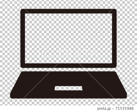 ノートパソコンのシンプルなアイコン 白黒のイラスト素材