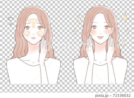 Before and after for women suffering from oily skin 71536032