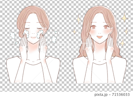 Before and after for women who cleanse and wash their face Before and after for women who cleanse and wash their face 71536033