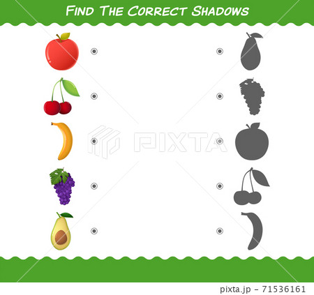 Find the correct shadows of cartoon fruits. Searching and Matching game. Educational game for pre shool years kids and toddlers Find the correct shadows of cartoon fruits. Searching and Matching game. Educational game for pre shool years kids and toddlers 71536161