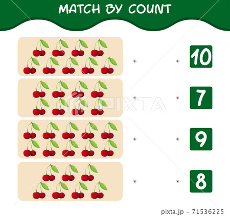 Match by count of cartoon cherrys. Match and count game. Educational game for pre shool years kids and toddlers 71536225