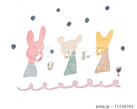 動物たちの飲み会のイラスト素材