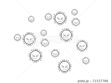 コロナウィルスの白黒のイラスト 71537766