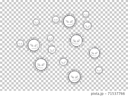 コロナウィルスの白黒のイラスト 71537766