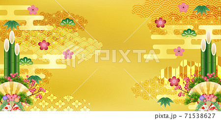 First sale Japanese pattern gold background - Stock Illustration [71538627]  - PIXTA