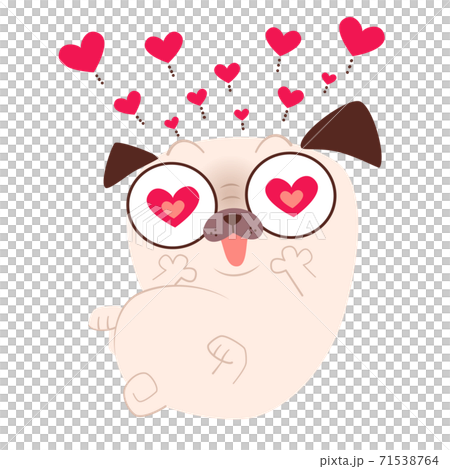 A humorous pug character with heart-shaped eyes A humorous pug character with heart-shaped eyes 71538764