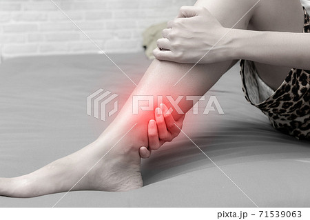 Close up of woman shin or leg injury. healthcare and medical concept 71539063