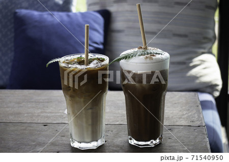 Coffee glass decorated with fern leaf Coffee glass decorated with fern leaf 71540950