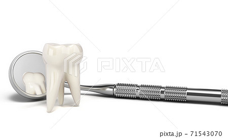 concept of hidden tooth in dental mirror 3d render on white 71543070