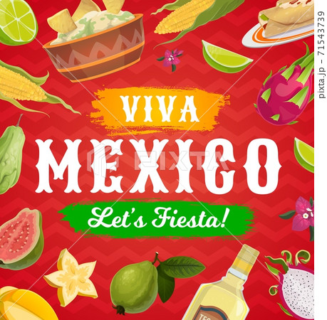 Viva Mexico fiesta party food and drink background 71543739