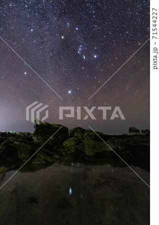 南房総市白浜の屏風岩と冬の星空 71544227