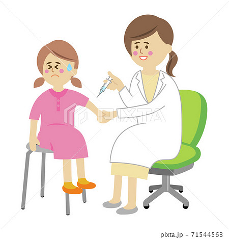注射が嫌いな子供と医者のイラストイメージのイラスト素材