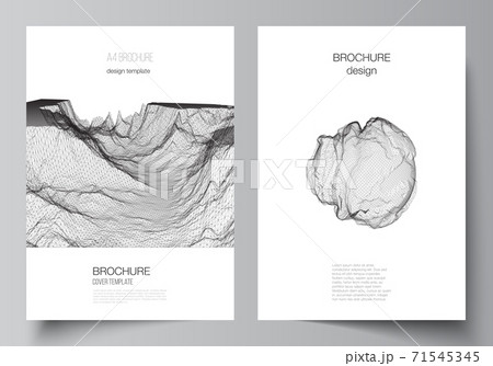 Vector layout of A4 cover mockups templates for brochure, flyer layout, booklet, cover design, book design, cover. Abstract 3d digital backgrounds for futuristic minimal technology concept design. 71545345