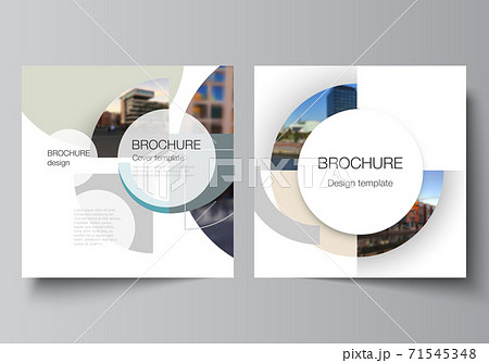Vector layout of two square covers design template for brochure, flyer, magazine, cover design, book, brochure cover. Background with abstract circle round banners. Corporate business concept template 71545348