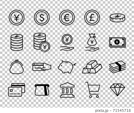 お金、金融、経済のアイコンのセット/ビジネス/通貨/貨幣/紙幣/銀行/貯金/現金/クレジットカード お金、金融、経済のアイコンのセット/ビジネス/通貨/貨幣/紙幣/銀行/貯金/現金/クレジットカード 71545718