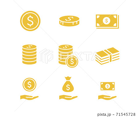 お金・ドルのアイコンセット/$/金融/経済/ビジネス/通貨/お札/現金/シンプル/マーク/コイン お金・ドルのアイコンセット/$/金融/経済/ビジネス/通貨/お札/現金/シンプル/マーク/コイン 71545728
