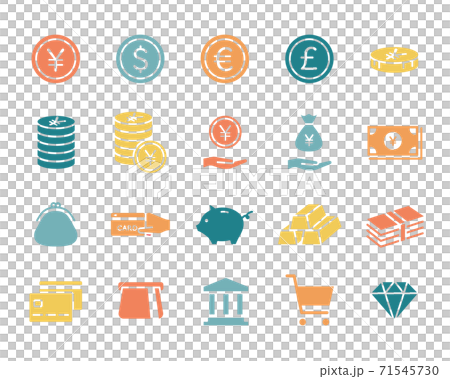 Set of money, finance and economy icons / business / currency / money / banknotes / bank / savings / cash / credit card 71545730
