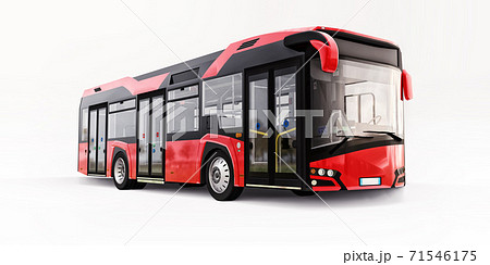 Mediun urban red bus on a white isolated background. 3d rendering. 71546175