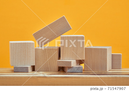 Square of empty wooden cubes mockup style, copy space. wooden blocks template for creative design, place for text Square of empty wooden cubes mockup style, copy space. wooden blocks template for creative design, place for text 71547907
