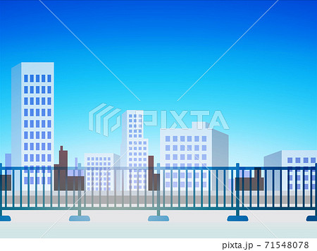 屋上からの都市の景観 青空のイラスト素材