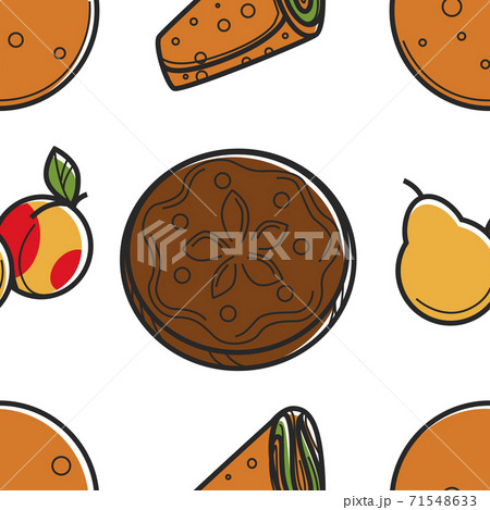 Armenian food bread loaf fruit and roll lavash or pita seamless pattern Armenian food bread loaf fruit and roll lavash or pita seamless pattern 71548633