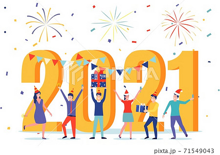 Happy New Year 2021 greeting card. 71549043