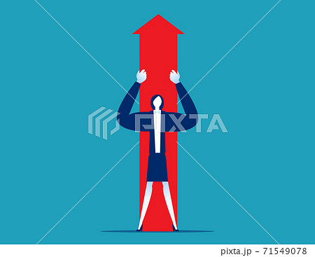 Strong business person holding arrow symbol. Business economy growth 71549078