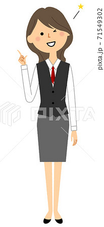 指を立てる制服姿の女性 71549302