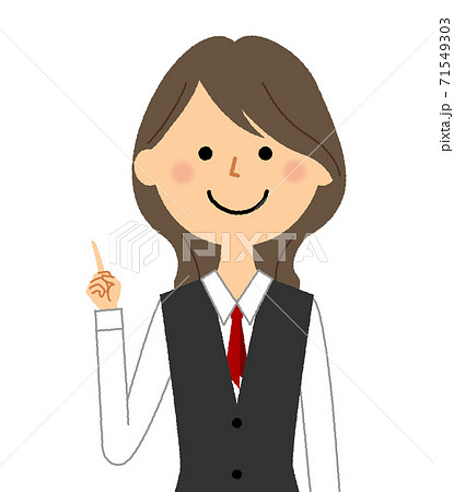 指を立てる制服姿の女性 71549303