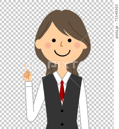 指を立てる制服姿の女性 71549303