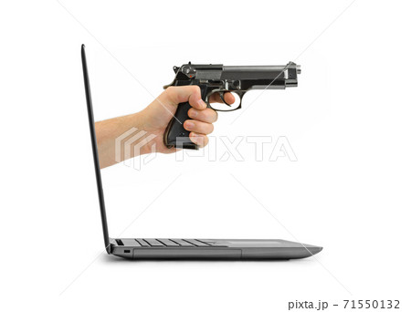 Hand with gun and notebook Hand with gun and notebook 71550132
