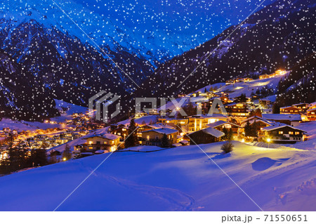 Mountains ski resort Solden Austria at sunset Mountains ski resort Solden Austria at sunset 71550651