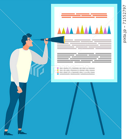 Man Examining Stats on Board, Whiteboard Info Man Examining Stats on Board, Whiteboard Info 71552797