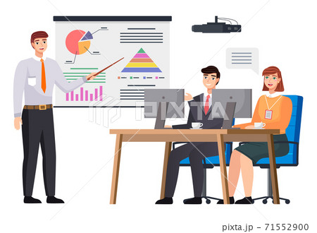 Businessman makes a presentation of a statistical report. Analysis and planning business concept 71552900