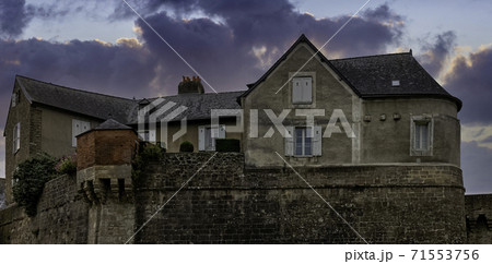 Dramatic sunrise over Vannes City Walls in Vannes, Brittany, France 71553756