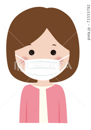 マスクの女性 かわいい キャラクター 予防 風邪 花粉のイラスト素材