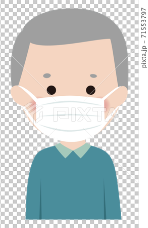 Masked man cute senior character prevention cold pollen 71553797