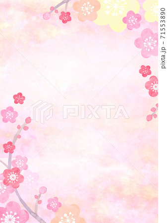 水彩で描いた和風の梅の背景イラスト 71553890
