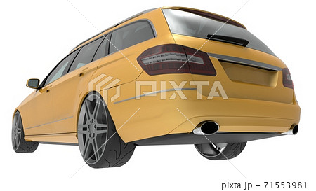 Large yellow family business car with a sporty and at the same time comfortable handling. 3d rendering. 71553981