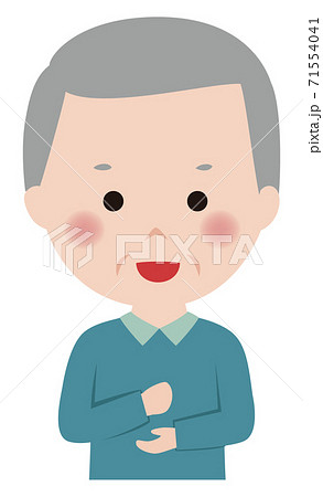 男性 かわいい シニア キャラクター 笑顔ののひらめくシニア男性のイラスト素材