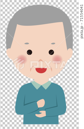 男性 かわいい シニア キャラクター 笑顔ののひらめくシニア男性のイラスト素材