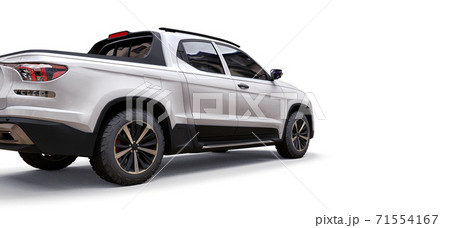 3D illustration of white concept cargo pickup truck on white isolated background. 3d rendering. 71554167