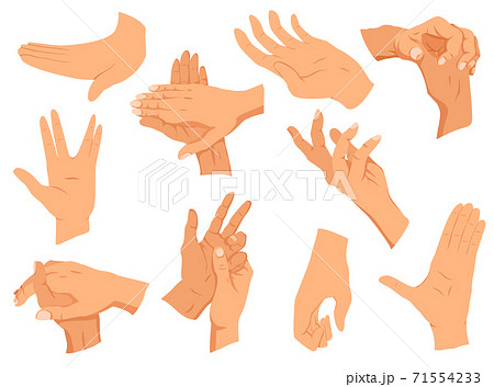 Hands gestures.Vector illustration set hands in different interpretations, showing signal, emotions or signs. Flat design modern concept Hands gestures.Vector illustration set hands in different interpretations, showing signal, emotions or signs. Flat design modern concept 71554233