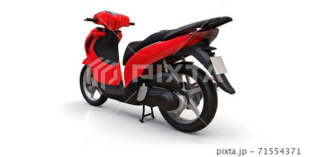 Modern urban red moped on a white background. 3d illustration. 71554371