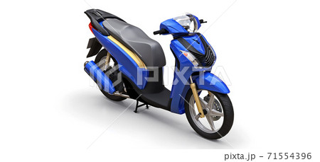 Modern urban blue moped on a white background. 3d illustration. Modern urban blue moped on a white background. 3d illustration. 71554396