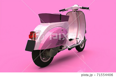 Vintage european pink scooter on a pink background. 3d rendering. 71554406