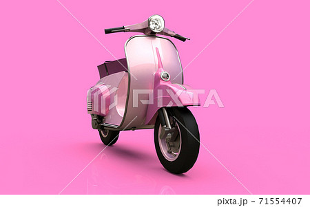 Vintage european pink scooter on a pink background. 3d rendering. 71554407