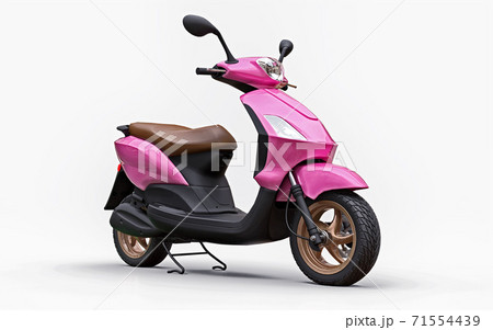 Modern urban pink moped on a white background. 3d illustration. Modern urban pink moped on a white background. 3d illustration. 71554439
