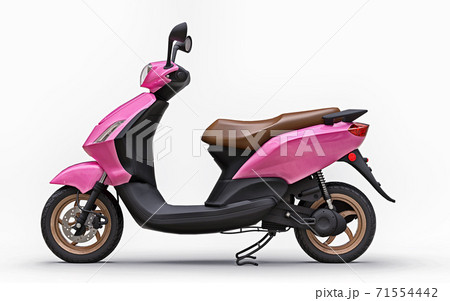 Modern urban pink moped on a white background. 3d illustration. 71554442
